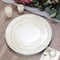 6 Round 13" White Rustic Wooden Plastic Charger Plates Rose Embossed Rim Party